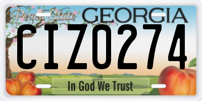 GA license plate CIZ0274
