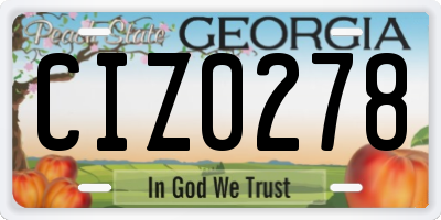 GA license plate CIZ0278