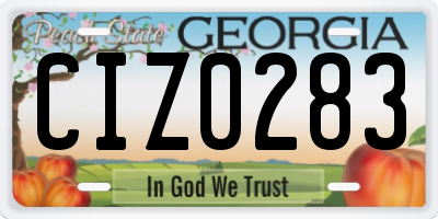 GA license plate CIZ0283