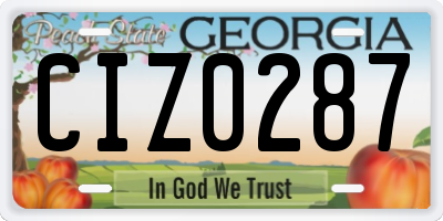 GA license plate CIZ0287