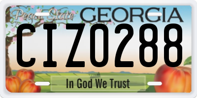 GA license plate CIZ0288