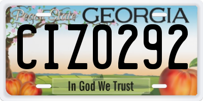 GA license plate CIZ0292