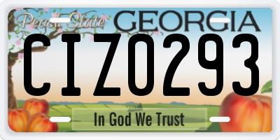 GA license plate CIZ0293