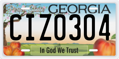 GA license plate CIZ0304