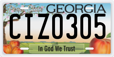 GA license plate CIZ0305