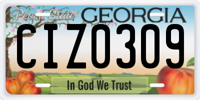 GA license plate CIZ0309