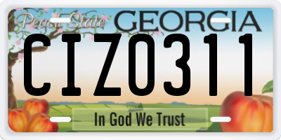 GA license plate CIZ0311
