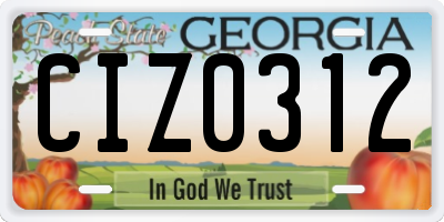 GA license plate CIZ0312