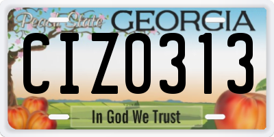GA license plate CIZ0313