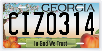 GA license plate CIZ0314