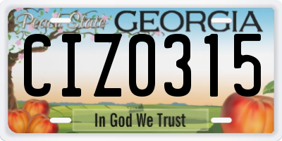 GA license plate CIZ0315