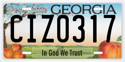 GA license plate CIZ0317