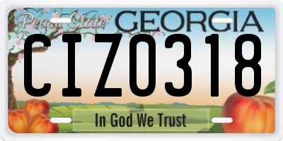 GA license plate CIZ0318
