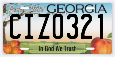 GA license plate CIZ0321