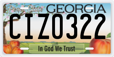 GA license plate CIZ0322
