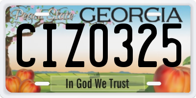 GA license plate CIZ0325