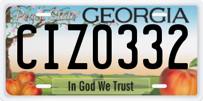 GA license plate CIZ0332