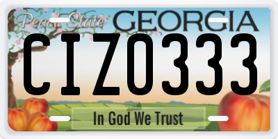 GA license plate CIZ0333
