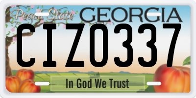 GA license plate CIZ0337
