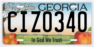 GA license plate CIZ0340