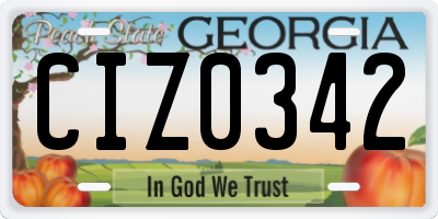 GA license plate CIZ0342