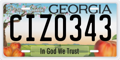GA license plate CIZ0343