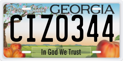 GA license plate CIZ0344