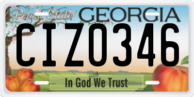 GA license plate CIZ0346