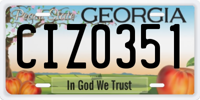 GA license plate CIZ0351