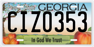 GA license plate CIZ0353