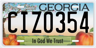 GA license plate CIZ0354