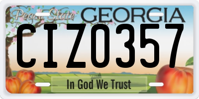GA license plate CIZ0357