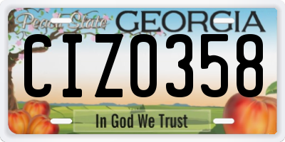 GA license plate CIZ0358