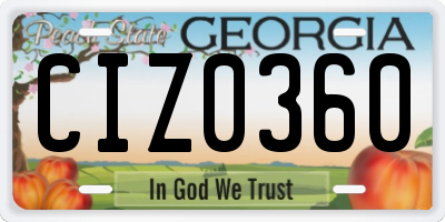 GA license plate CIZ0360