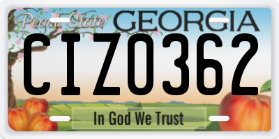 GA license plate CIZ0362