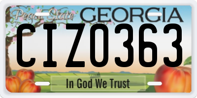 GA license plate CIZ0363