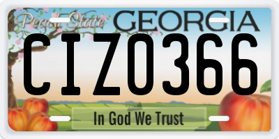 GA license plate CIZ0366
