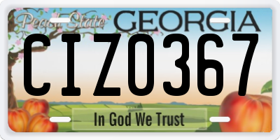 GA license plate CIZ0367