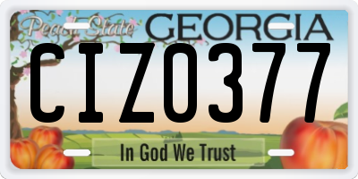 GA license plate CIZ0377