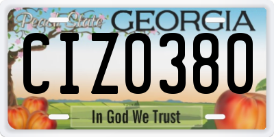 GA license plate CIZ0380