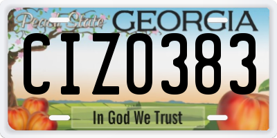 GA license plate CIZ0383