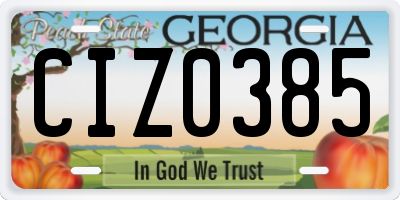 GA license plate CIZ0385