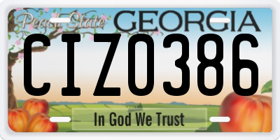 GA license plate CIZ0386