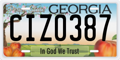 GA license plate CIZ0387