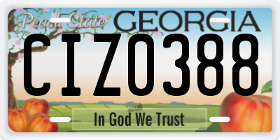 GA license plate CIZ0388