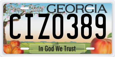 GA license plate CIZ0389