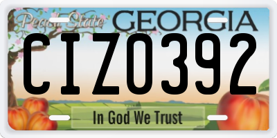 GA license plate CIZ0392