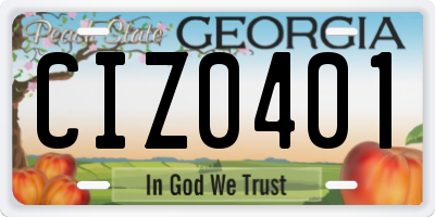 GA license plate CIZ0401