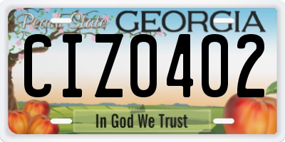 GA license plate CIZ0402