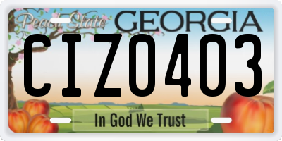 GA license plate CIZ0403